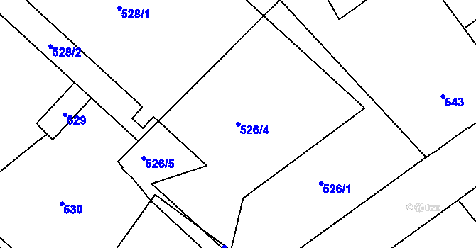 Parcela st. 526/4 v KÚ Liberec, Katastrální mapa