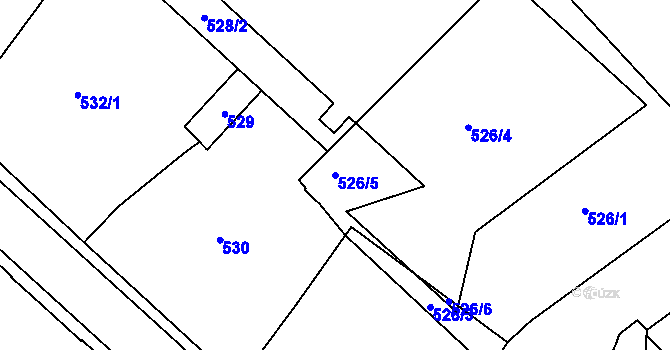 Parcela st. 526/5 v KÚ Liberec, Katastrální mapa