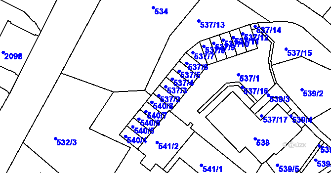 Parcela st. 537/3 v KÚ Liberec, Katastrální mapa