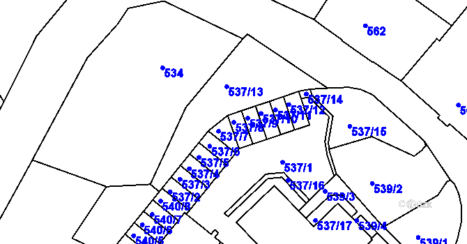 Parcela st. 537/8 v KÚ Liberec, Katastrální mapa