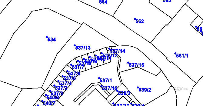 Parcela st. 537/12 v KÚ Liberec, Katastrální mapa
