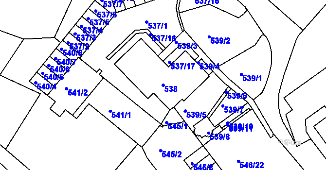 Parcela st. 538 v KÚ Liberec, Katastrální mapa