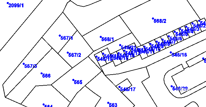 Parcela st. 546/18 v KÚ Liberec, Katastrální mapa