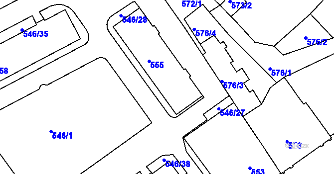 Parcela st. 554 v KÚ Liberec, Katastrální mapa
