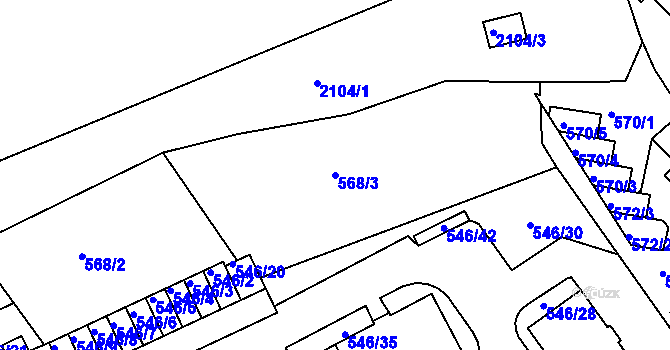 Parcela st. 568/3 v KÚ Liberec, Katastrální mapa