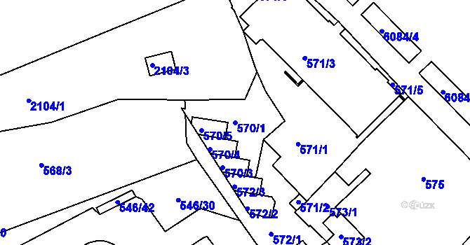 Parcela st. 570/1 v KÚ Liberec, Katastrální mapa
