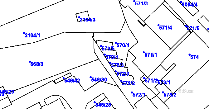 Parcela st. 570/4 v KÚ Liberec, Katastrální mapa