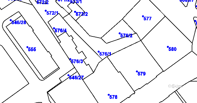 Parcela st. 576/1 v KÚ Liberec, Katastrální mapa