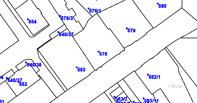 Parcela st. 578 v KÚ Liberec, Katastrální mapa