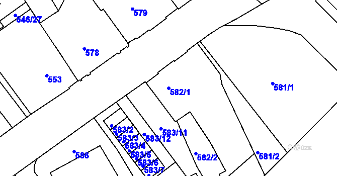 Parcela st. 582/1 v KÚ Liberec, Katastrální mapa