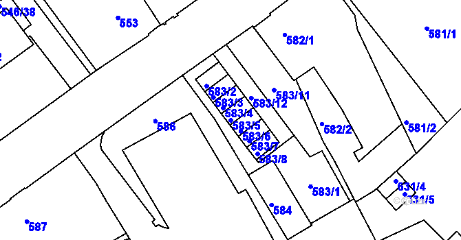 Parcela st. 583/5 v KÚ Liberec, Katastrální mapa