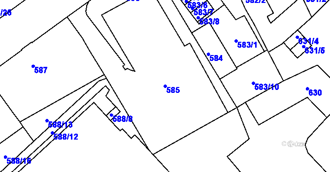 Parcela st. 585 v KÚ Liberec, Katastrální mapa