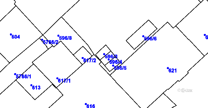 Parcela st. 596/3 v KÚ Liberec, Katastrální mapa