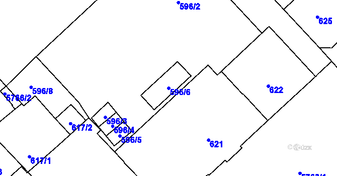 Parcela st. 596/6 v KÚ Liberec, Katastrální mapa