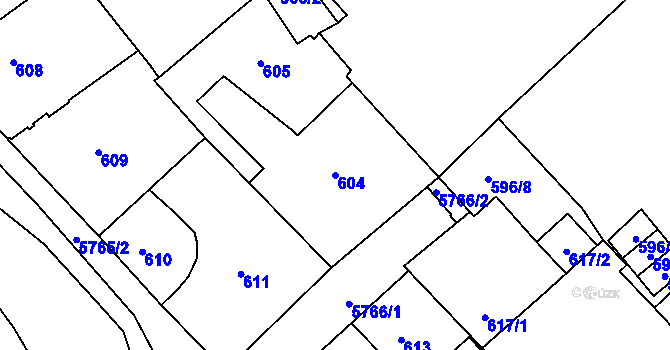 Parcela st. 604 v KÚ Liberec, Katastrální mapa