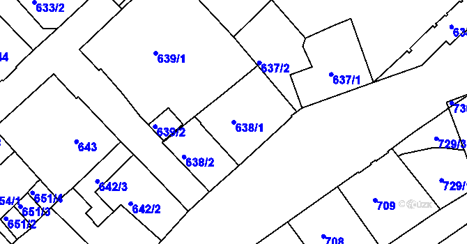 Parcela st. 638/1 v KÚ Liberec, Katastrální mapa
