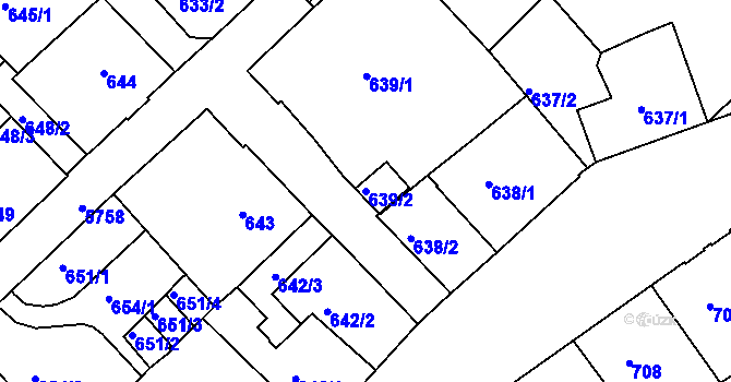 Parcela st. 639/2 v KÚ Liberec, Katastrální mapa