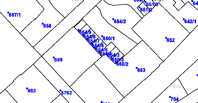 Parcela st. 654/4 v KÚ Liberec, Katastrální mapa