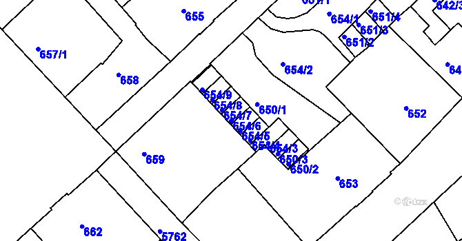 Parcela st. 654/6 v KÚ Liberec, Katastrální mapa