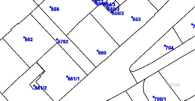 Parcela st. 660 v KÚ Liberec, Katastrální mapa