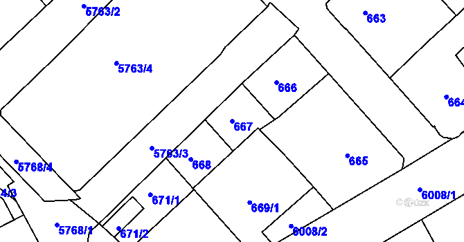 Parcela st. 667 v KÚ Liberec, Katastrální mapa