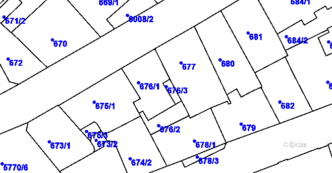 Parcela st. 676/3 v KÚ Liberec, Katastrální mapa