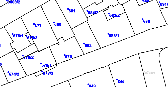 Parcela st. 682 v KÚ Liberec, Katastrální mapa