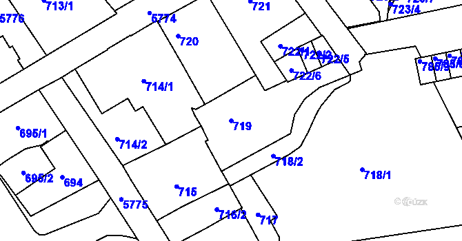 Parcela st. 719 v KÚ Liberec, Katastrální mapa