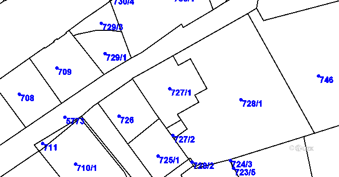 Parcela st. 727/1 v KÚ Liberec, Katastrální mapa