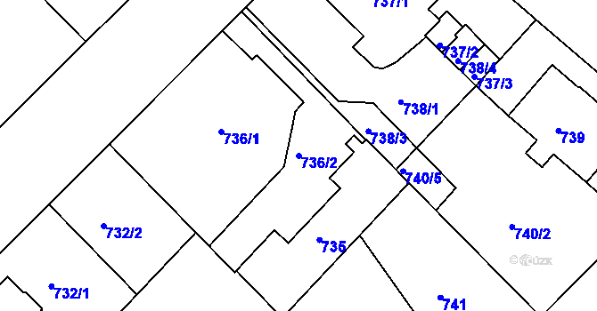 Parcela st. 736/2 v KÚ Liberec, Katastrální mapa