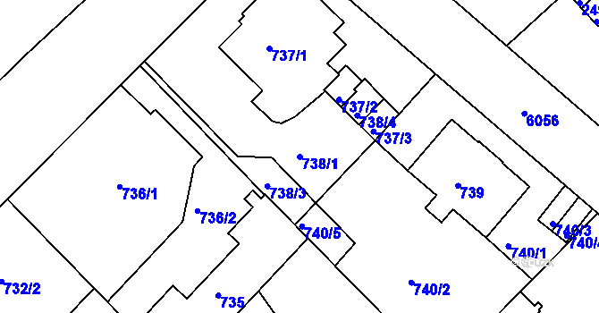 Parcela st. 738/1 v KÚ Liberec, Katastrální mapa