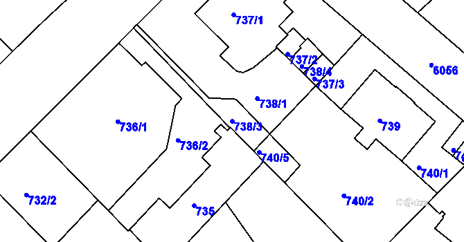 Parcela st. 738/3 v KÚ Liberec, Katastrální mapa