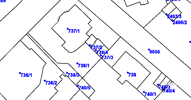 Parcela st. 738/4 v KÚ Liberec, Katastrální mapa