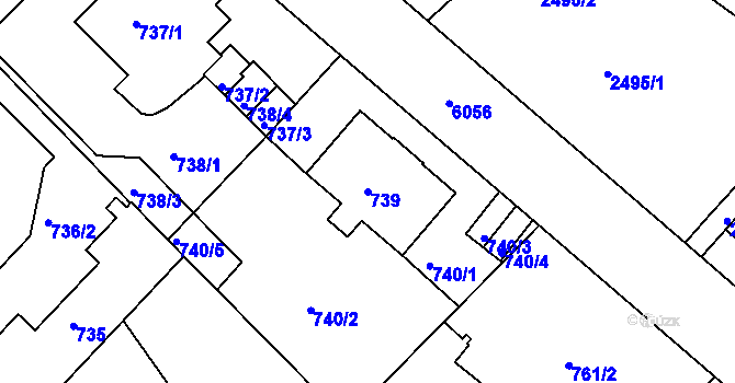 Parcela st. 739 v KÚ Liberec, Katastrální mapa