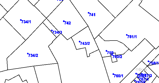 Parcela st. 743/2 v KÚ Liberec, Katastrální mapa
