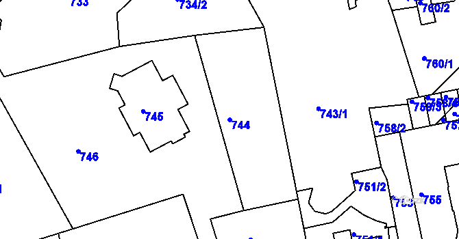 Parcela st. 744 v KÚ Liberec, Katastrální mapa