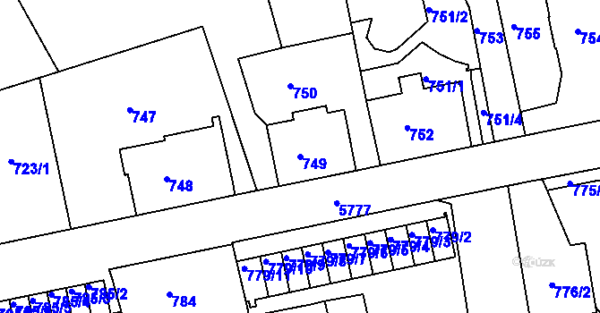 Parcela st. 749 v KÚ Liberec, Katastrální mapa