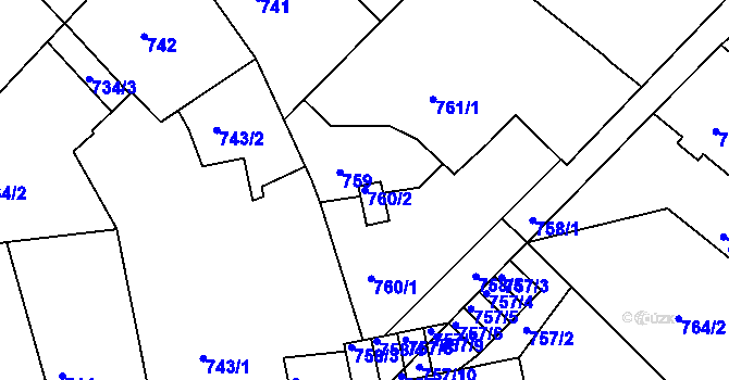 Parcela st. 760/2 v KÚ Liberec, Katastrální mapa