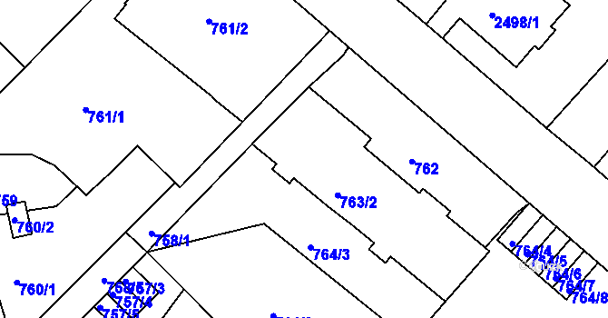 Parcela st. 763/2 v KÚ Liberec, Katastrální mapa