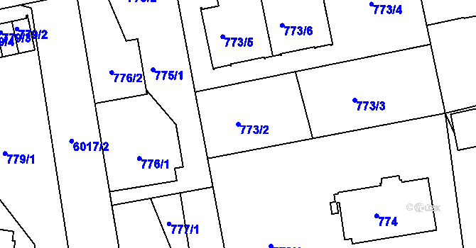Parcela st. 773/2 v KÚ Liberec, Katastrální mapa