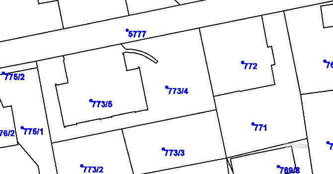 Parcela st. 773/4 v KÚ Liberec, Katastrální mapa