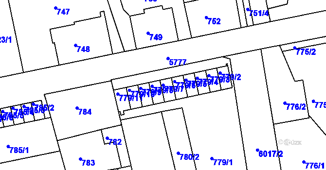 Parcela st. 779/7 v KÚ Liberec, Katastrální mapa
