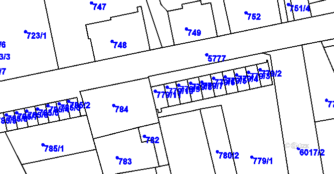 Parcela st. 779/10 v KÚ Liberec, Katastrální mapa