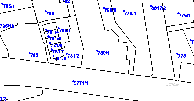 Parcela st. 780/1 v KÚ Liberec, Katastrální mapa