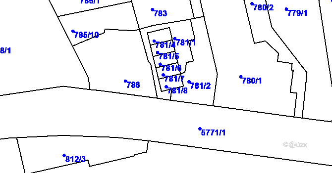Parcela st. 781/8 v KÚ Liberec, Katastrální mapa