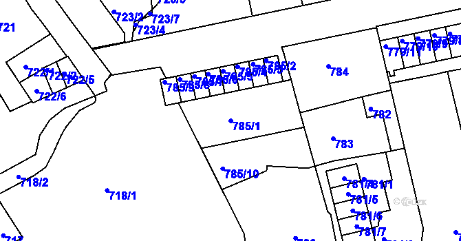 Parcela st. 785/1 v KÚ Liberec, Katastrální mapa