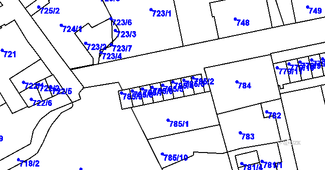 Parcela st. 785/5 v KÚ Liberec, Katastrální mapa