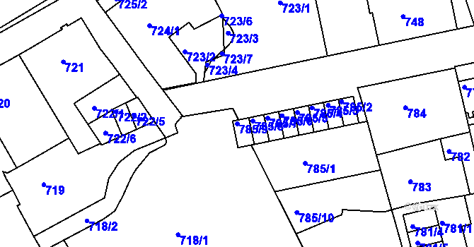 Parcela st. 785/9 v KÚ Liberec, Katastrální mapa