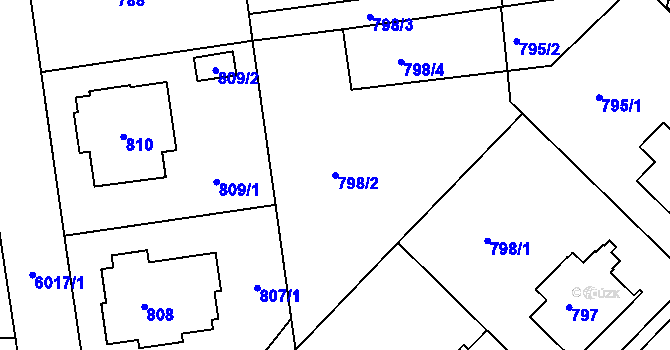 Parcela st. 798/2 v KÚ Liberec, Katastrální mapa