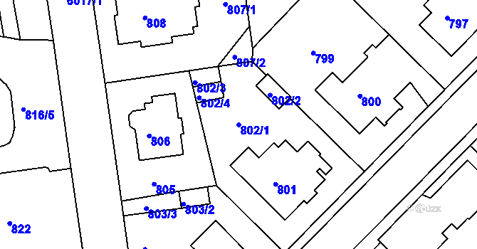 Parcela st. 802/1 v KÚ Liberec, Katastrální mapa